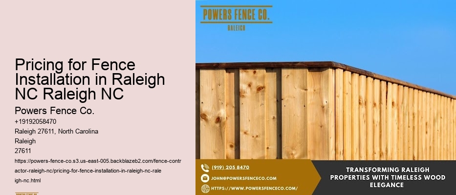 Pricing for Fence Installation in Raleigh NC Raleigh NC